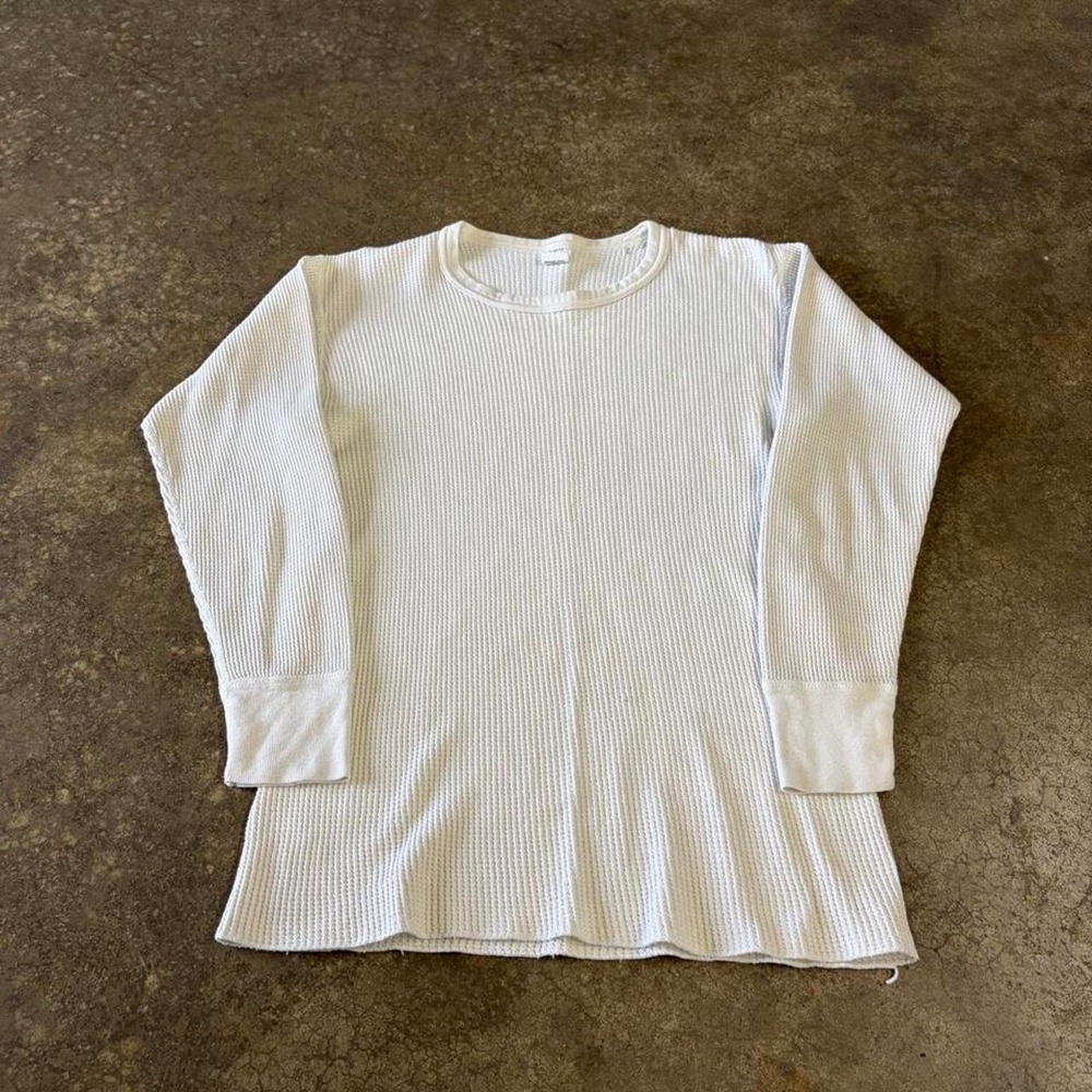 Vintage Deep North Mens White Waffle Knit Thermal Long Sleeve Shirt Large USA